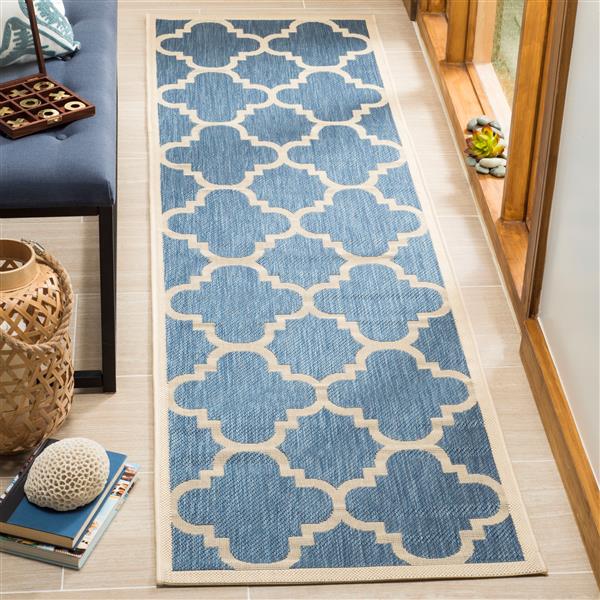 Safavieh Courtyard Rug - 2.3-ft x 14-ft - Polypropylene - Blue/Beige