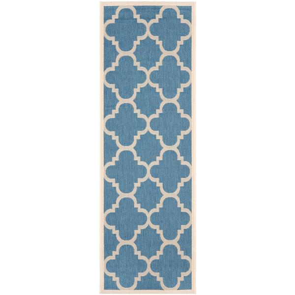 Safavieh Courtyard Rug - 2.3-ft x 14-ft - Polypropylene - Blue/Beige
