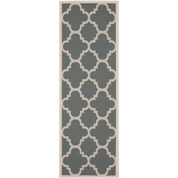 Safavieh Courtyard Rug - 2.3-ft x 12-ft - Polypropylene - Gray/Beige