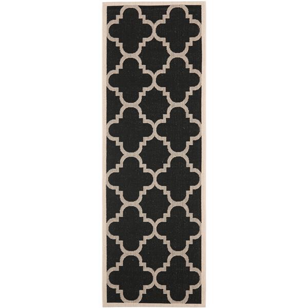 Safavieh Courtyard Rug - 2.3-ft x 10-ft - Polypropylene - Black/Beige