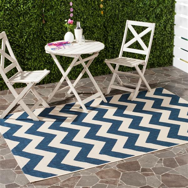 Safavieh Courtyard Rug - 4-ft x 5.6-ft - Polypropylene - Navy Blue