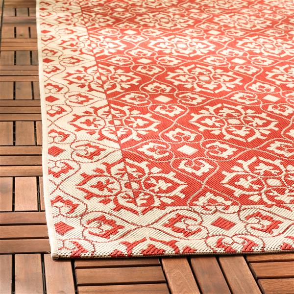 Safavieh Courtyard Rug - 2.3-ft x 10-ft - Polypropylene - Red/Cream