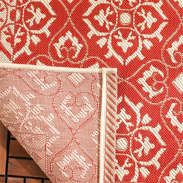Safavieh Courtyard Rug - 2.3-ft x 10-ft - Polypropylene - Red/Cream