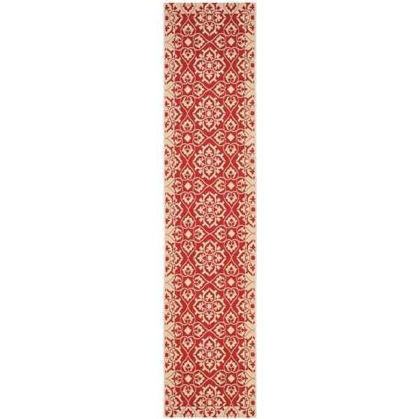 Safavieh Courtyard Rug - 2.3-ft x 10-ft - Polypropylene - Red/Cream