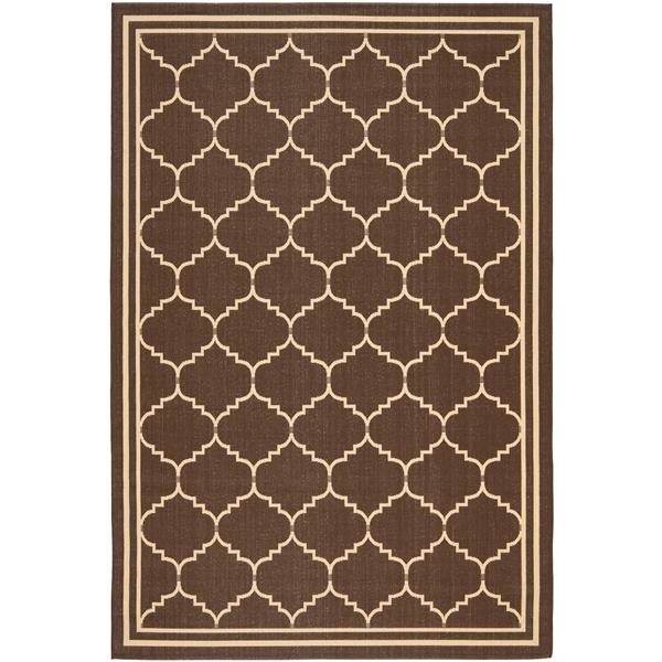 Safavieh Courtyard Rug - 4-ft x 5.6-ft - Polypropylene - Chocolate/Cream