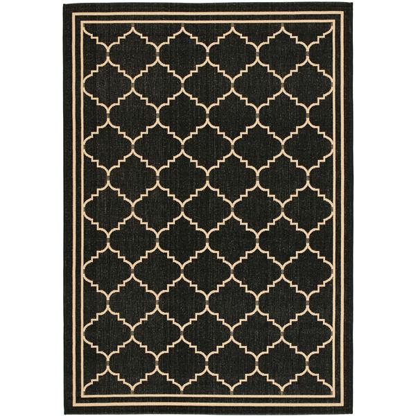 Safavieh Courtyard Rug - 4-ft x 5.6-ft - Polypropylene - Black/Cream