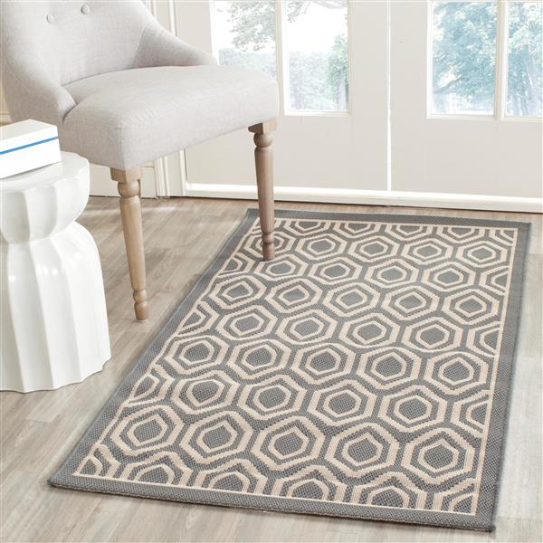 Safavieh Courtyard Rug - 5.3-ft x 7.6-ft - Polypropylene - Anthracite