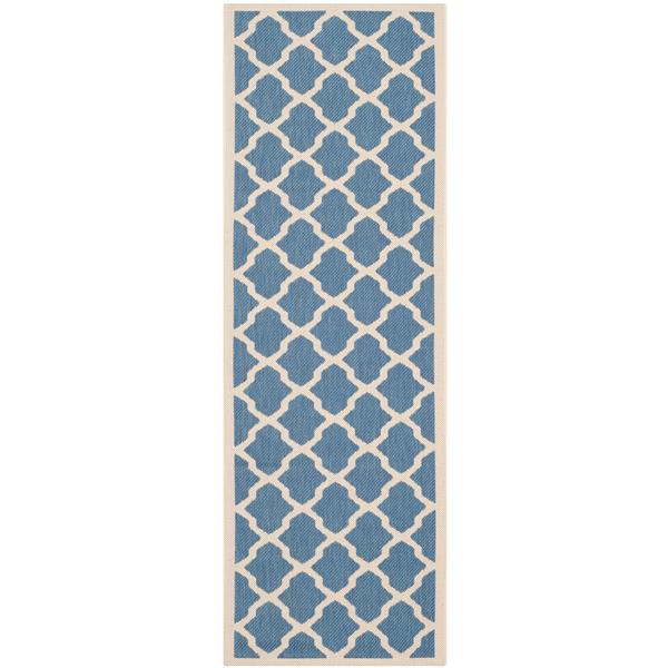 Safavieh Courtyard Rug - 2.3-ft x 6.6-ft - Polypropylene - Blue/Beige