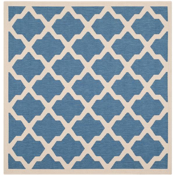 Safavieh Courtyard Rug - 5.3-ft x 5.3-ft - Polypropylene - Blue/Beige