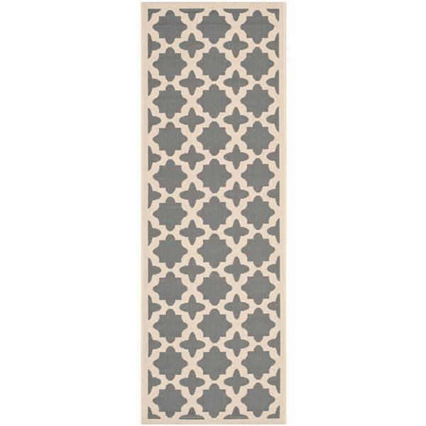 Safavieh Courtyard Rug - 2.3-ft x 10-ft - Polypropylene - Anthracite