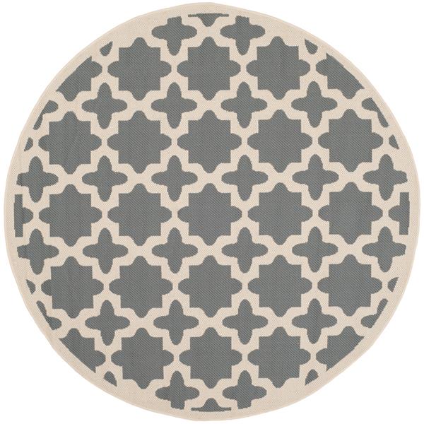 Safavieh Courtyard Rug - 5.3-ft x 5.3-ft - Polypropylene - Anthracite