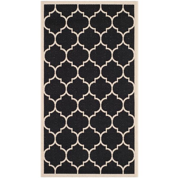 Safavieh Courtyard Rug - 2.6-ft x 5-ft - Polypropylene - Black/Beige