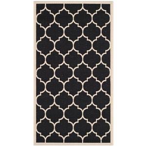 Safavieh Courtyard Rug - 2.6-ft x 5-ft - Polypropylene - Black/Beige