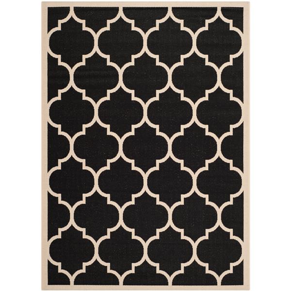 Safavieh Courtyard Rug - 4-ft x 5.6-ft - Polypropylene - Black/Beige