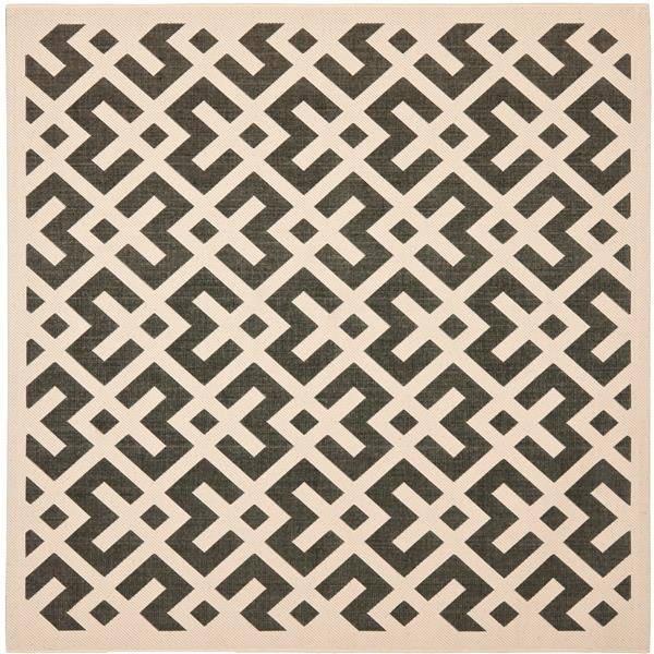 Safavieh Courtyard Rug - 5.3-ft x 5.3-ft - Polypropylene - Black/Beige