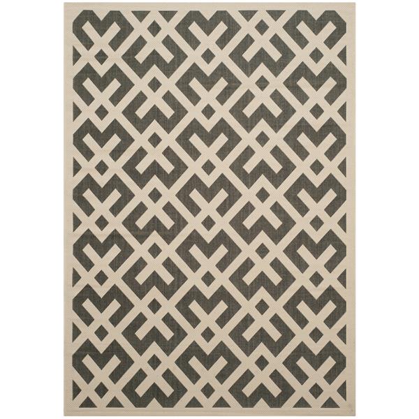 Safavieh Courtyard Rug - 4-ft x 5.6-ft - Polypropylene - Black/Beige