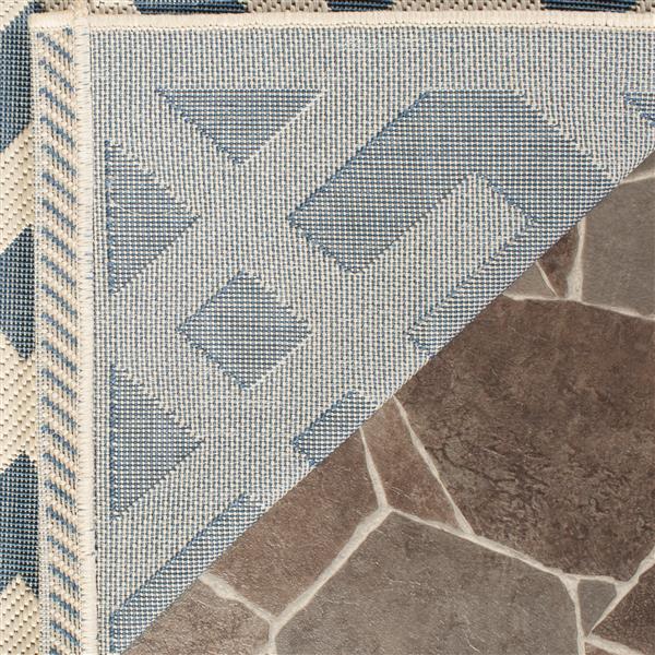 Safavieh Courtyard Rug - 2.3-ft x 8-ft - Polypropylene - Blue/Ivory