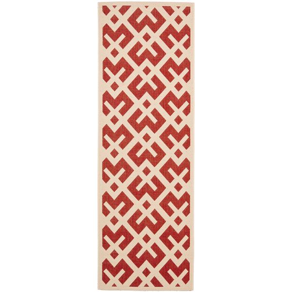 Safavieh Courtyard Rug - 2.3-ft x 14-ft - Polypropylene - Red/Ivory