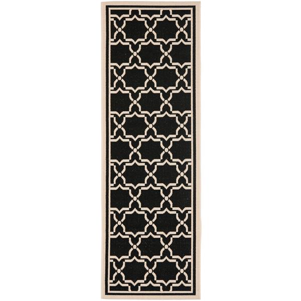 Safavieh Courtyard Rug - 2.3-ft x 14-ft - Polypropylene - Black/Beige