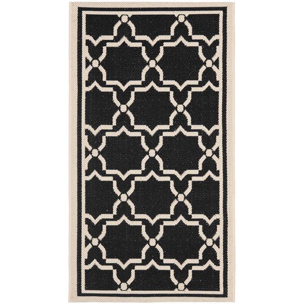 Safavieh Courtyard Rug - 2.6-ft x 5-ft - Polypropylene - Black/Beige
