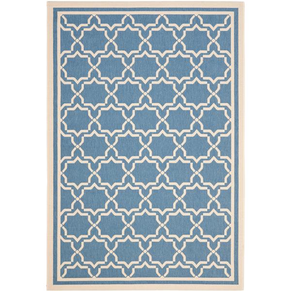 Safavieh Courtyard Rug - 4-ft x 5.6-ft - Polypropylene - Blue/Beige