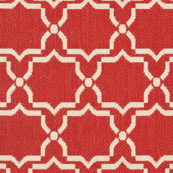 Safavieh Courtyard Rug - 2.3-ft x 10-ft - Polypropylene - Red/Ivory