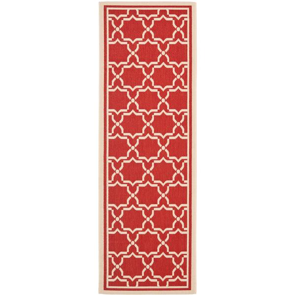 Safavieh Courtyard Rug - 2.3-ft x 10-ft - Polypropylene - Red/Ivory