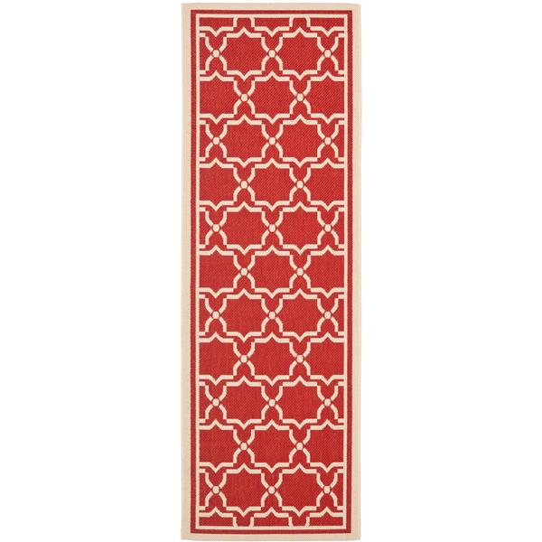 Safavieh Courtyard Rug - 2.3-ft x 8-ft - Polypropylene - Red/Ivory