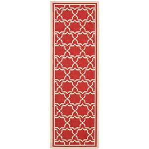 Safavieh Courtyard Rug - 2.3-ft x 8-ft - Polypropylene - Red/Ivory