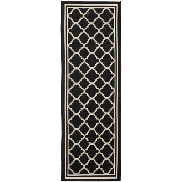 Safavieh Courtyard Rug - 2.3-ft x 16-ft - Polypropylene - Black/Beige