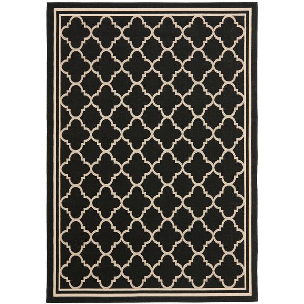 Safavieh Courtyard Rug - 4-ft x 5.6-ft - Polypropylene - Black/Beige