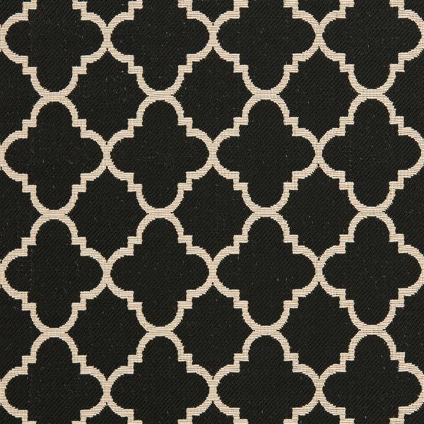 Safavieh Courtyard Rug - 5.3-ft x 5.3-ft - Polypropylene - Black/Beige