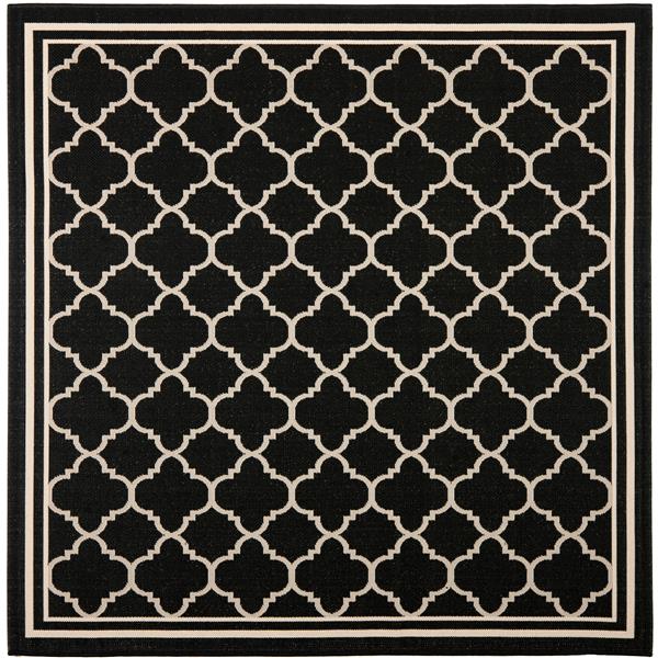 Safavieh Courtyard Rug - 5.3-ft x 5.3-ft - Polypropylene - Black/Beige