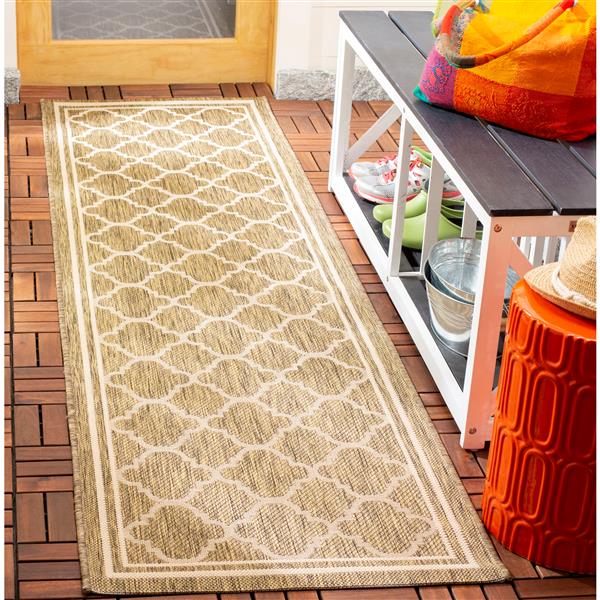 Safavieh Courtyard Rug - 2.3-ft x 10-ft - Polypropylene - Brown/Ivory