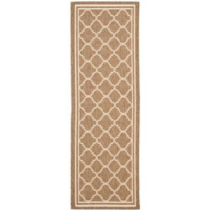 Safavieh Courtyard Rug - 2.3-ft x 10-ft - Polypropylene - Brown/Ivory