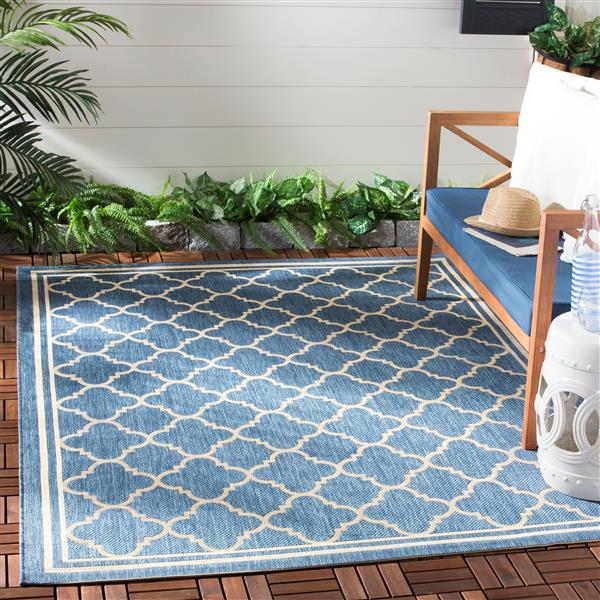 Safavieh Courtyard Rug - 4-ft x 5.6-ft - Polypropylene - Blue/Beige