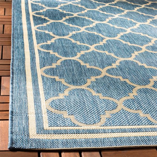 Safavieh Courtyard Rug - 4-ft x 5.6-ft - Polypropylene - Blue/Beige