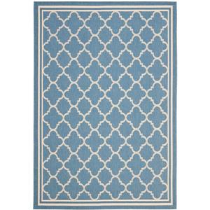 Safavieh Courtyard Rug - 4-ft x 5.6-ft - Polypropylene - Blue/Beige