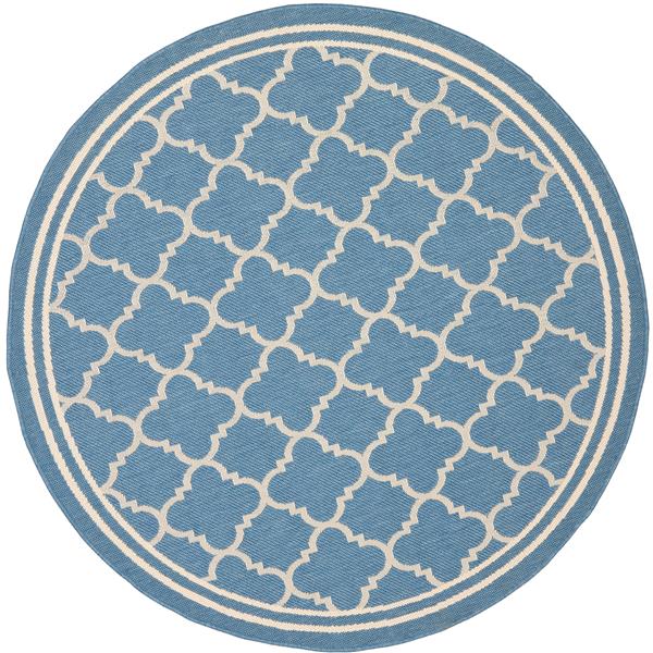 Safavieh Courtyard Rug - 5.3-ft x 5.3-ft - Polypropylene - Blue/Beige