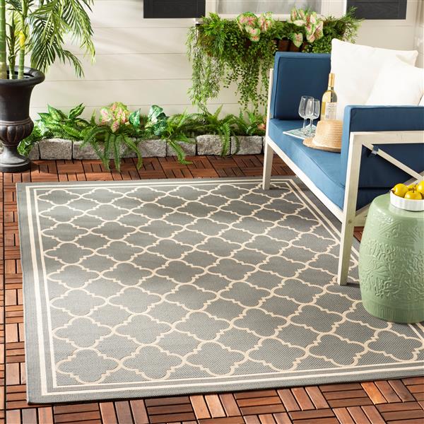 Safavieh Courtyard Rug - 5.3-ft x 5.3-ft - Polypropylene - Anthracite