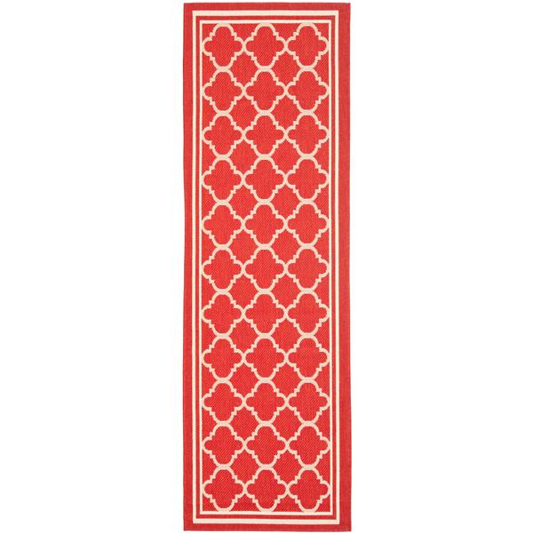 Safavieh Courtyard Rug - 2.3-ft x 18-ft - Polypropylene - Red/Ivory