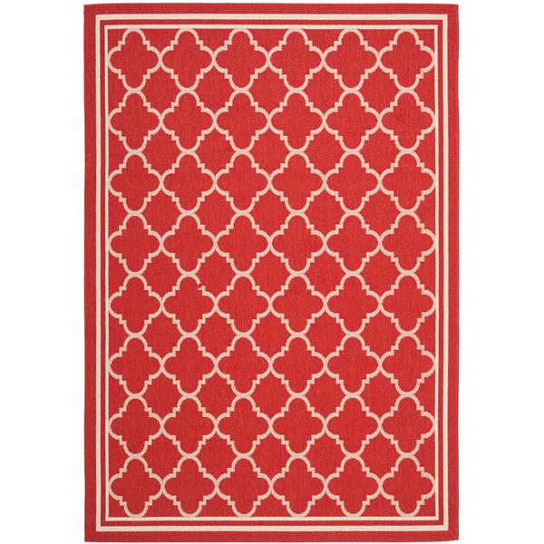 Safavieh Courtyard Rug - 4-ft x 5.6-ft - Polypropylene - Red/Ivory