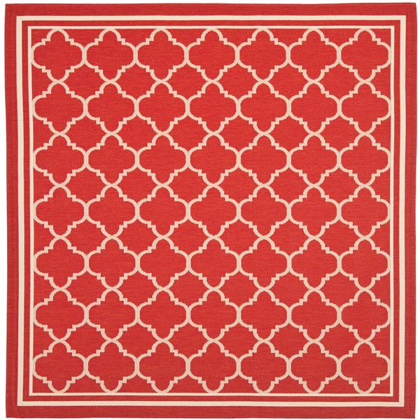 Safavieh Courtyard Rug - 5.3-ft x 5.3-ft - Polypropylene - Red/Ivory