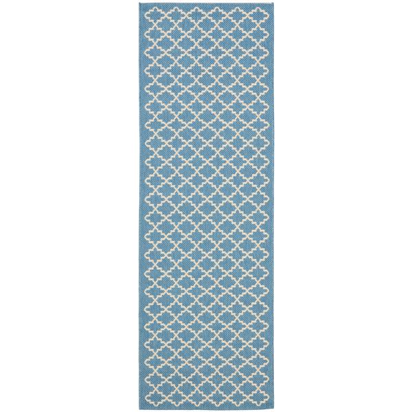 Safavieh Courtyard Rug - 2.3-ft x 6.6-ft - Polypropylene - Blue/Beige