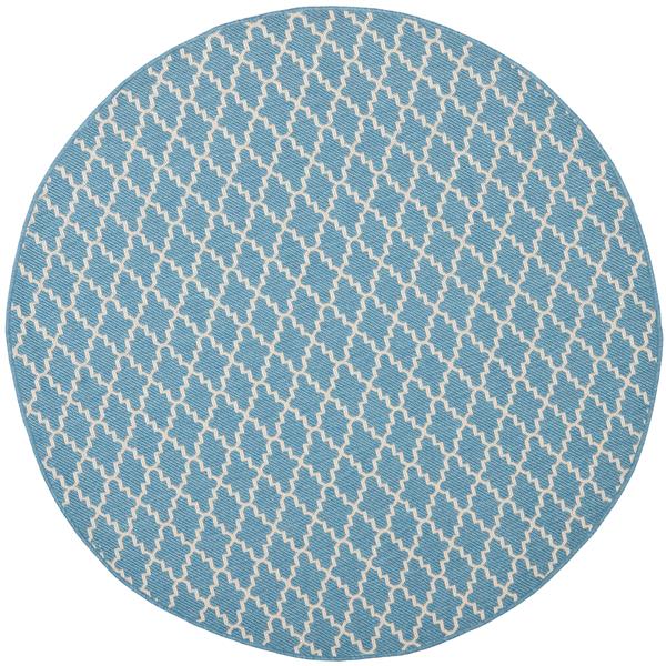 Safavieh Courtyard Rug - 5.3-ft x 5.3-ft - Polypropylene - Blue/Beige
