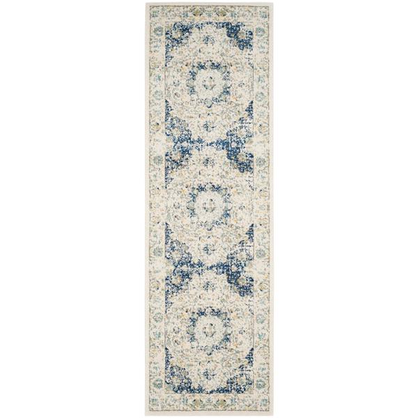 Safavieh Evoke Rug - 2.2-ft x 9-ft - Polypropylene - Ivory/Blue