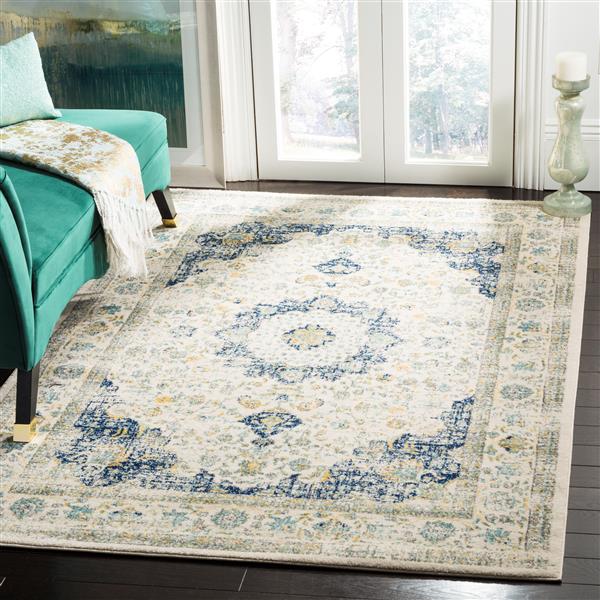 Safavieh Evoke Rug - 5.1-ft x 5.1-ft - Polypropylene - Ivory/Blue