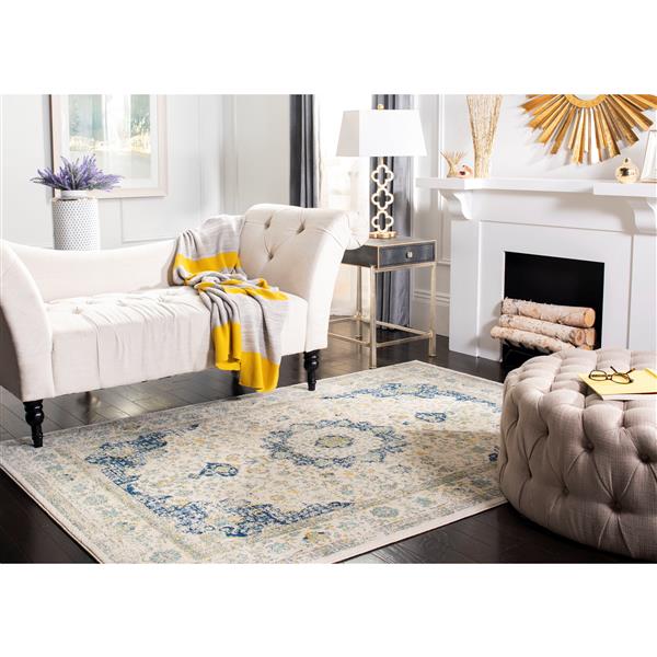 Safavieh Evoke Rug - 5.1-ft x 5.1-ft - Polypropylene - Ivory/Blue