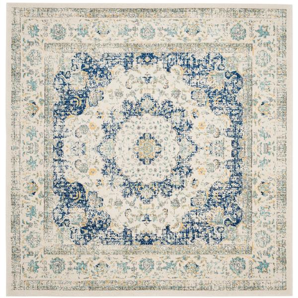 Safavieh Evoke Rug - 5.1-ft x 5.1-ft - Polypropylene - Ivory/Blue