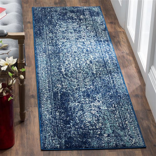 Safavieh Evoke Rug - 2.2-ft x 11-ft - Polypropylene - Navy Blue/Ivory